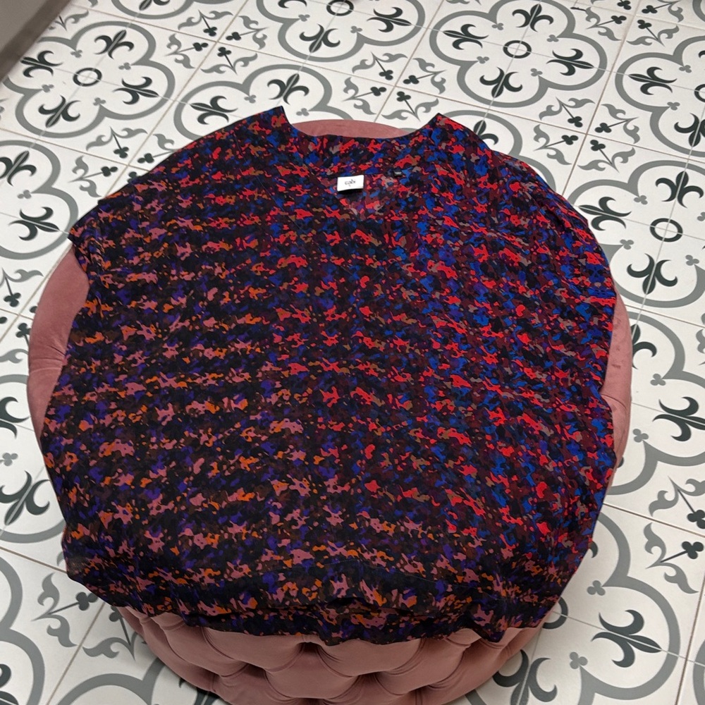 CAbi Red and Blue Abstract Blouse